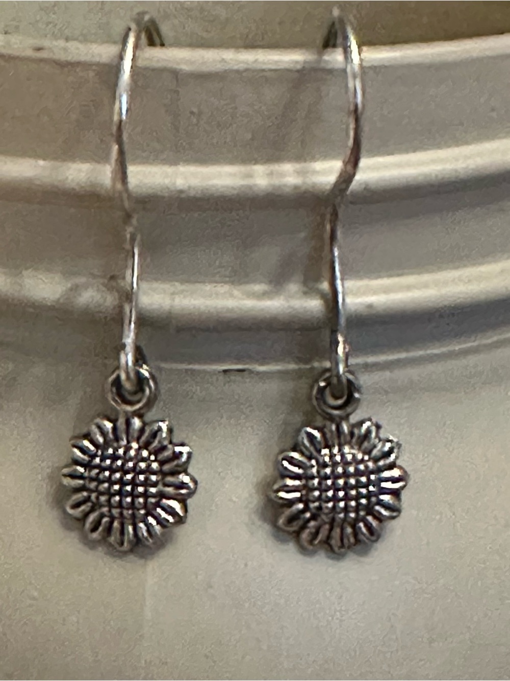 Silver Plated Sunflower Drop Earrings